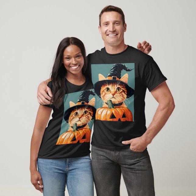Cat pumpkin Halloween Day Gifts Couple T-Shirt (Unisex)