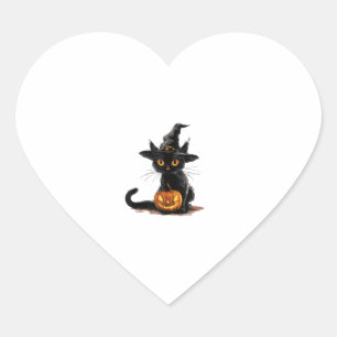 Cat Pumpkin Halloween Heart Sticker