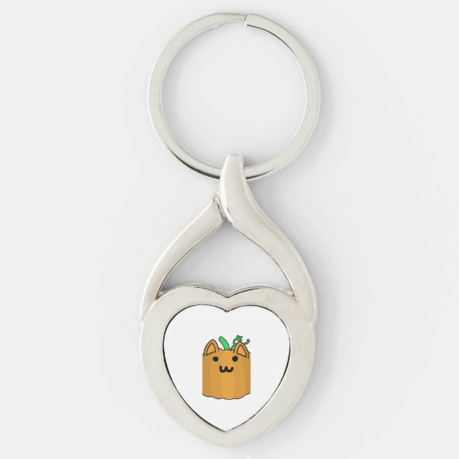 Cat Pumpkin Halloween Sticker Keychain (Front)