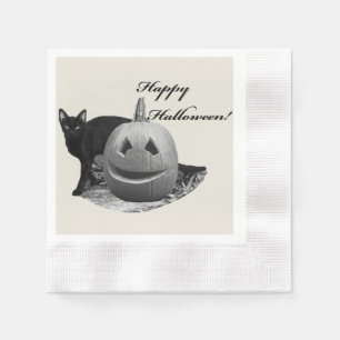 Cat & Pumpkin Happy Halloween Napkin