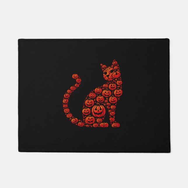 Cat Pumpkin Jack O Lantern Halloween Mens Womens K Doormat (Front)
