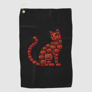 Cat Pumpkin Jack O Lantern Halloween Mens Womens K Golf Towel