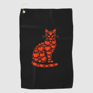 Cat Pumpkin Jack O Lantern Halloween Mens Womens K Golf Towel
