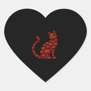 Cat Pumpkin Jack O Lantern Halloween Mens Womens K Heart Sticker