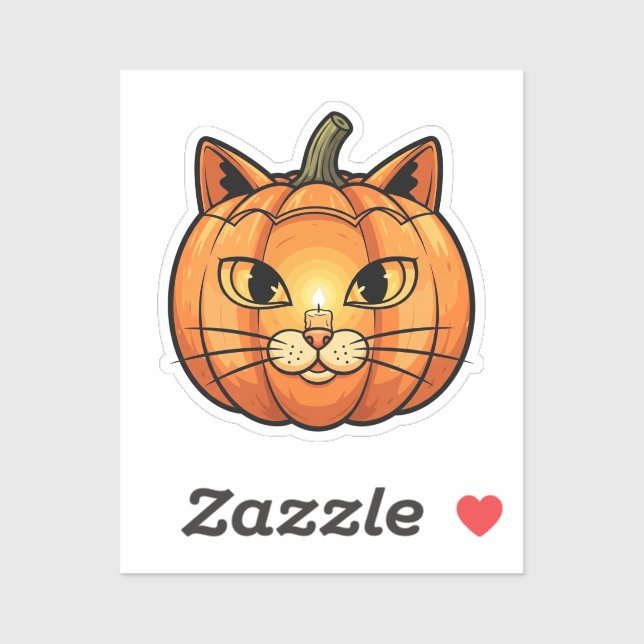 Cat Pumpkin Lantern Face – Halloween Vinyl Sticker (Sheet)