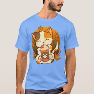 Cat Pumpkin Spice Season Anime Kawaii Neko for Gir T-Shirt