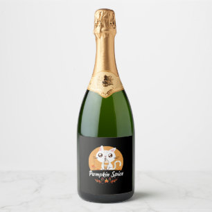 Cat Pumpkin Spice Shirt Cute It's Fall Y'all Pumpk Sparkling Wine Label