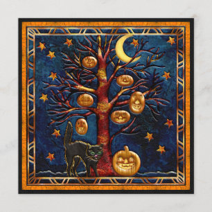 Cat & Pumpkins Halloween Jewels Party Invites