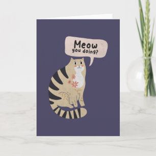Cat Pun: Meow You Doing? Note Card