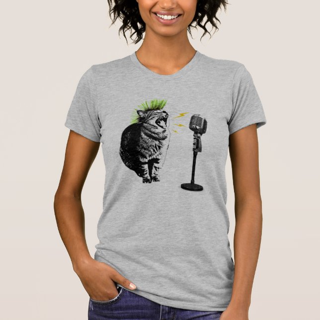 Cat Punk, Fun Graphic T-Shirt (Front)