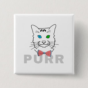 Cat Purr 2 Inch Square Button