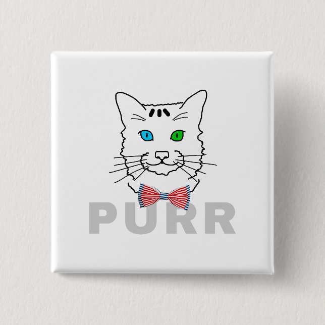 Cat Purr 2 Inch Square Button (Front)