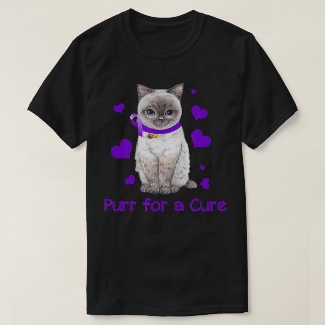 Cat Purr Cute Alzheimer Awareness Gift T-Shirt (Design Front)