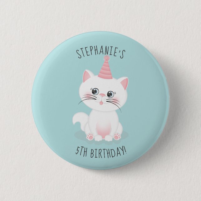 Cat Purr-fect Day Birthday 2 Inch Round Button (Front)