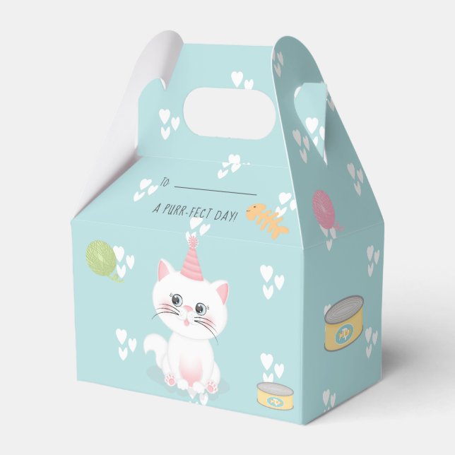 Cat Purr-fect Day Birthday Favor Box (Front Side)