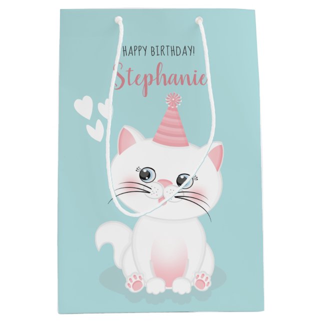 Cat Purr-fect Day Birthday Medium Gift Bag (Front)