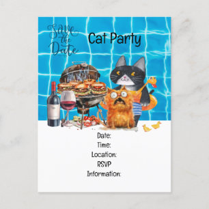 Cat Purr-fectly Quirky Cat Party Invitation Postcard