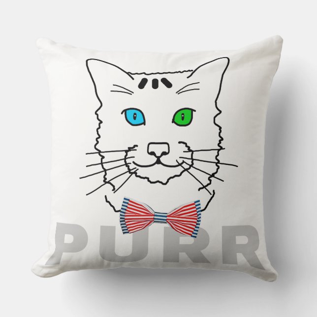 Cat Purr Throw Pillow (Front)
