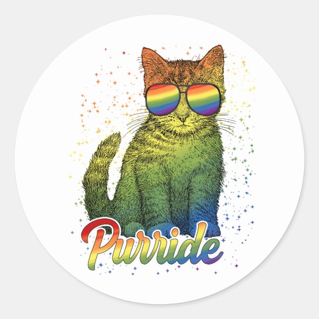 Cat Purride LGBT Classic Round Sticker (Front)