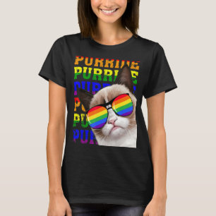 Cat Purride Lgbt Rainbow Sunglasses Cats  Gay Prid T-Shirt