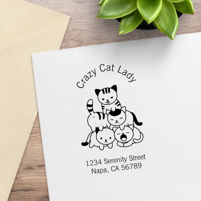 Cat Pyramid - Crazy Cat Lady Address Rubber Stamp (Creator Uploaded)