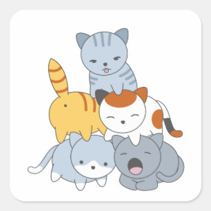 Cat Pyramid - Group of Cats Square Sticker