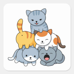Cat Pyramid - Group of Cats Square Sticker