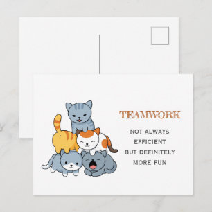 Cat Pyramid - Group of Cats Teamwork Quote Postcard