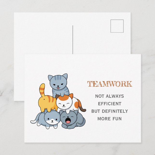 Cat Pyramid - Group of Cats Teamwork Quote Postcard (Front/Back)