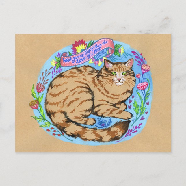 Cat Quote Art Whimsical Animal Postcard (Front)