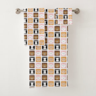 Cat, Rabbit, Dog and Bear pattern Bath Towel Set