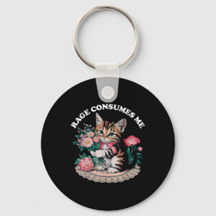 Cat Rage Consumes Me Keychain