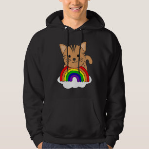 Cat Rainbow Glitter Kawaii Cats Colourful Hoodie