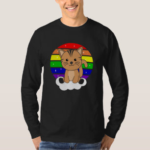 Cat Rainbow Glitter Kawaii Cats Colourful T-Shirt