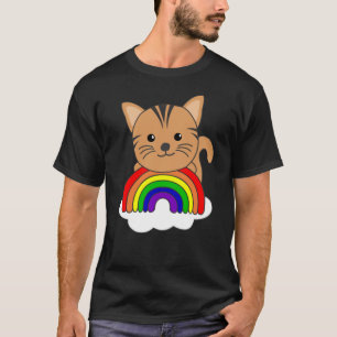 Cat Rainbow Glitter Kawaii Cats Colourful T-Shirt