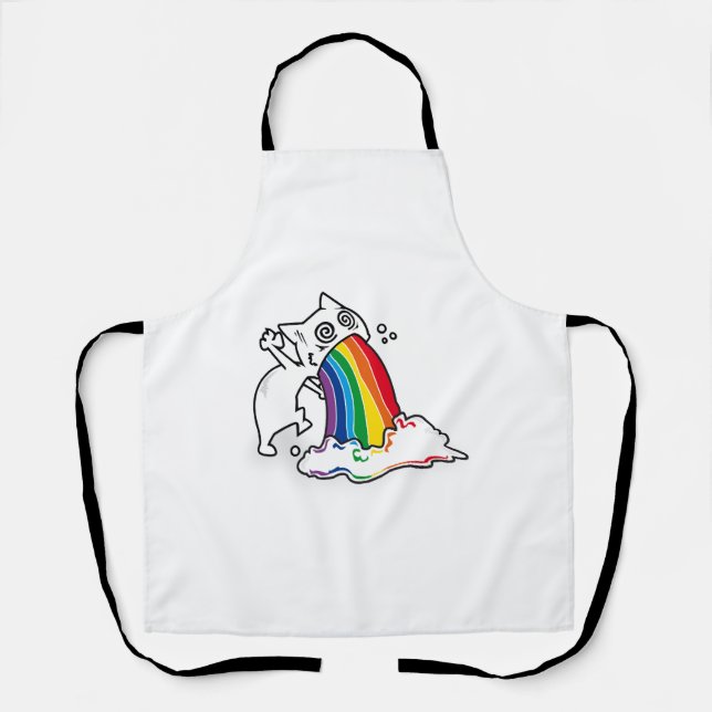 cat rainbow vomit apron (Front)