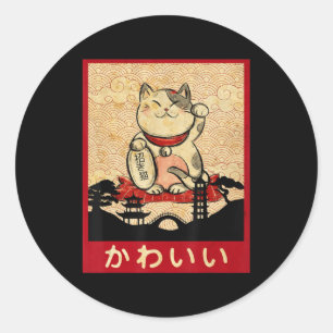 Cat Ramen Bowl Anime Japanese Noodles Kawaii Neko  Classic Round Sticker