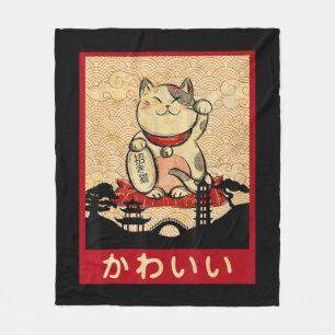 Cat Ramen Bowl Anime Japanese Noodles Kawaii Neko  Fleece Blanket