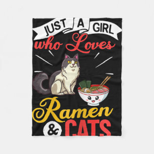 Cat Ramen Bowl Chicken Noodle Soup Japanese Fleece Blanket