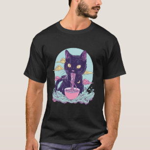 Cat Ramen Bowl Japanese Noodles Cat Eating Ramen N T-Shirt