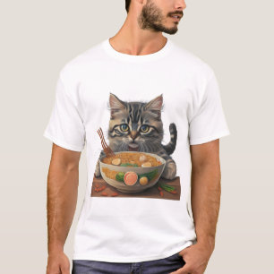 cat ramen, Cute Cat Eating Ramen, japanese ramen T-Shirt