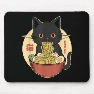 Cat Ramen Funny Graphic Japanese Kawaii Cat Anime Mouse Pad
