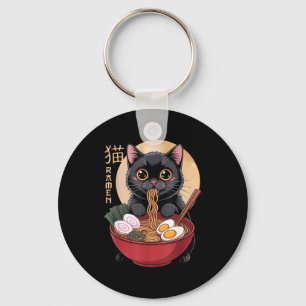 Cat Ramen Funny Graphic Tees Japanese Kawaii Cat A Keychain