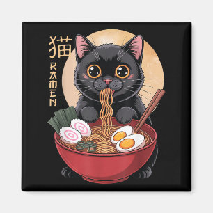 Cat Ramen Funny Graphic Tees Japanese Kawaii Cat A Magnet