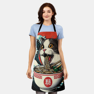Cat Ramen Japanese Art Vintage Style Apron