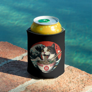 Cat Ramen Japanese Art Vintage Style Can Cooler
