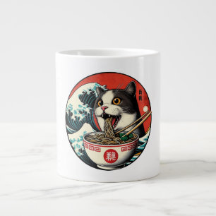 Cat Ramen Japanese Art Vintage Style Large Coffee Mug