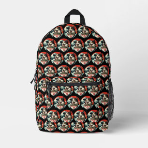 Cat Ramen Japanese Art Vintage Style Printed Backpack