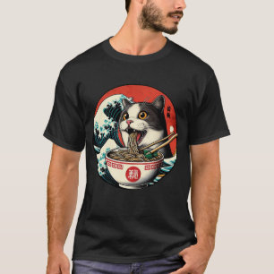 Cat Ramen Japanese Art Vintage Style T-Shirt