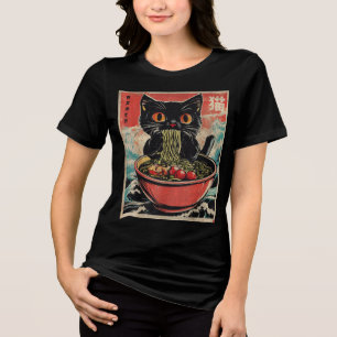Cat Ramen Japanese Funny Graphic Kawaii Anime Gift Tri-Blend Shirt